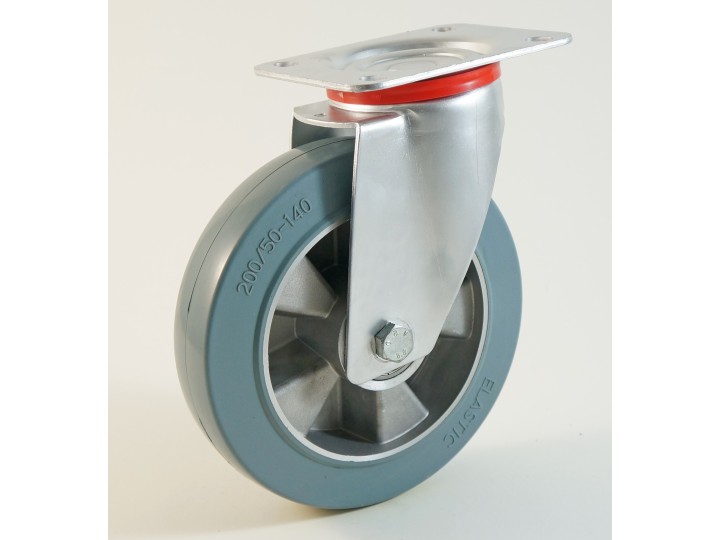 Roulette à platine, bandage caoutchouc gris non marquant, jante aluminium CU 120 à 400 Kg
