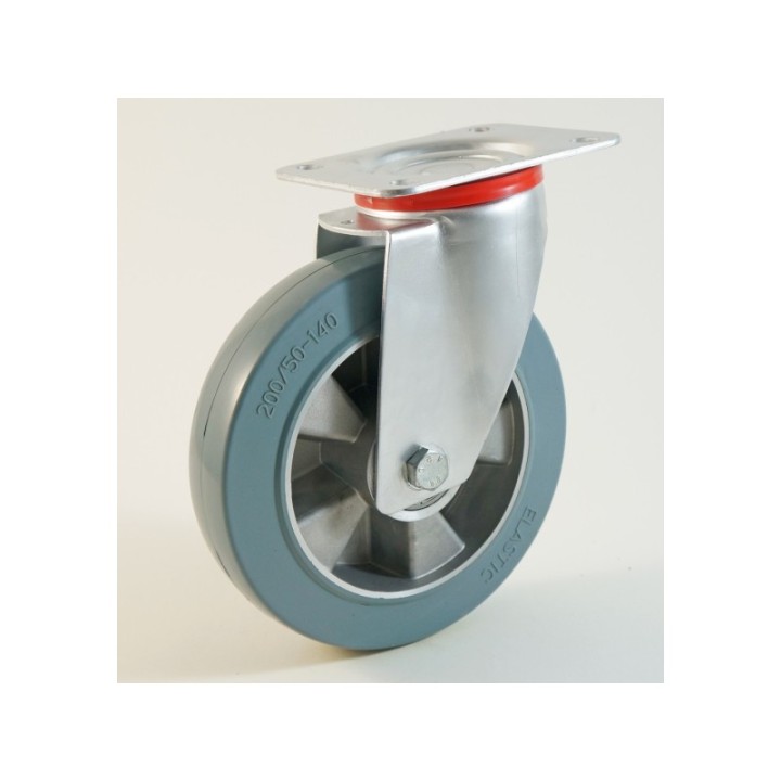 Roulette à platine, bandage caoutchouc gris non marquant, jante aluminium CU 120 à 400 Kg