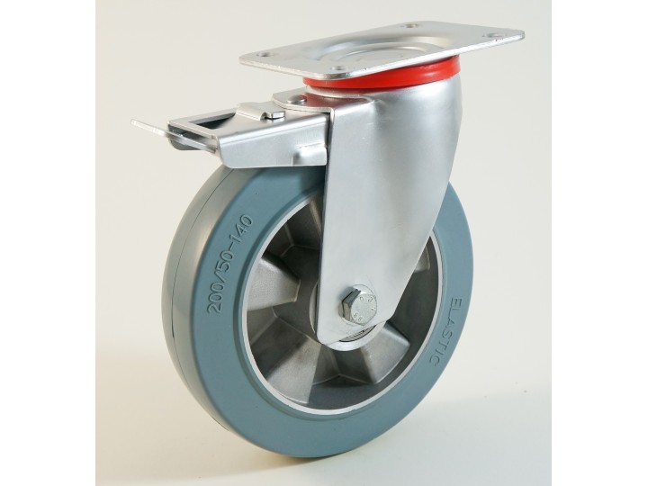 Roulette à platine, bandage caoutchouc gris non marquant, jante aluminium CU 120 à 400 Kg