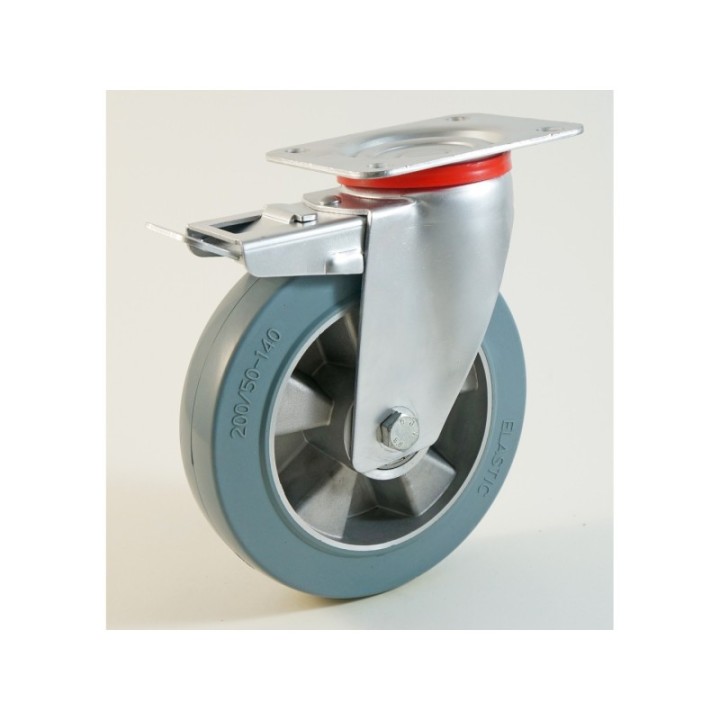 Roulette à platine, bandage caoutchouc gris non marquant, jante aluminium CU 120 à 400 Kg
