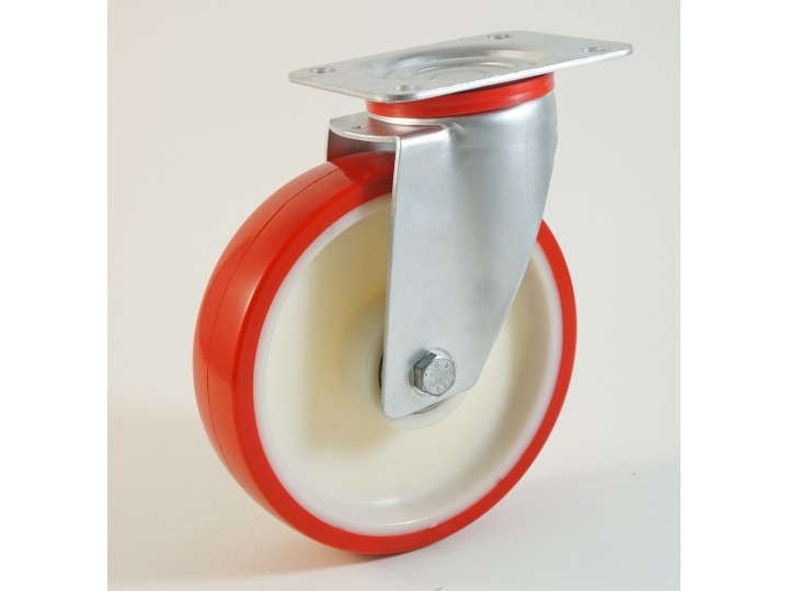 Roulette à platine bandage polyuréthane, corps polyamide CU 100 à 400 Kg