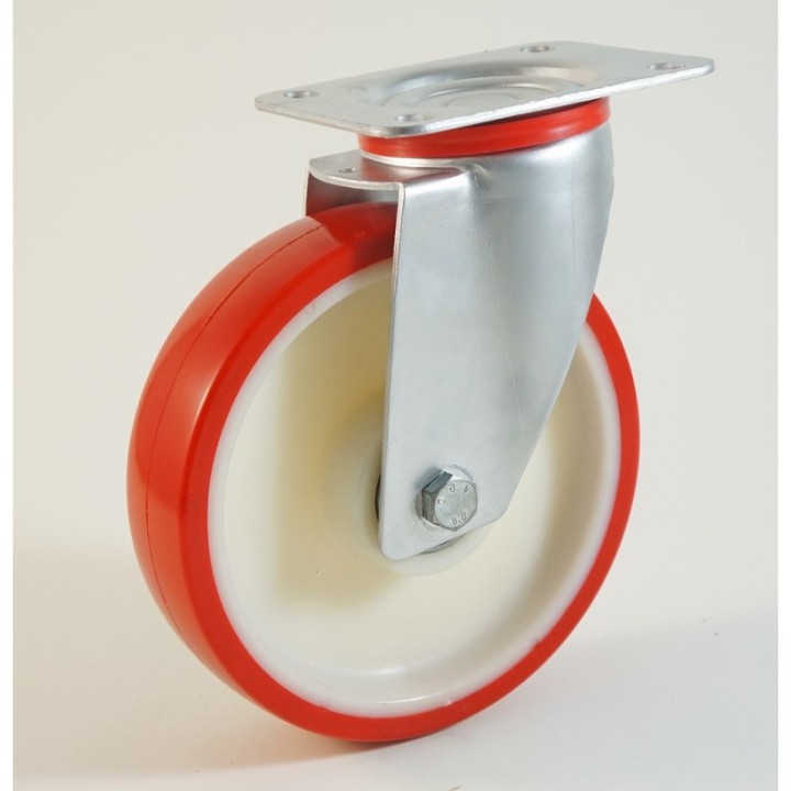 Roulette à platine bandage polyuréthane, corps polyamide CU 100 à 400 Kg