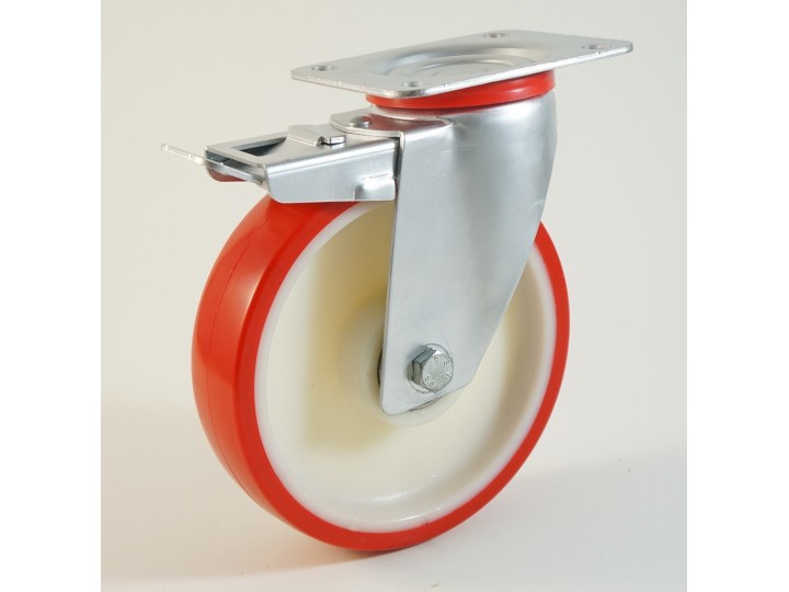 Roulette à platine bandage polyuréthane, corps polyamide CU 100 à 400 Kg