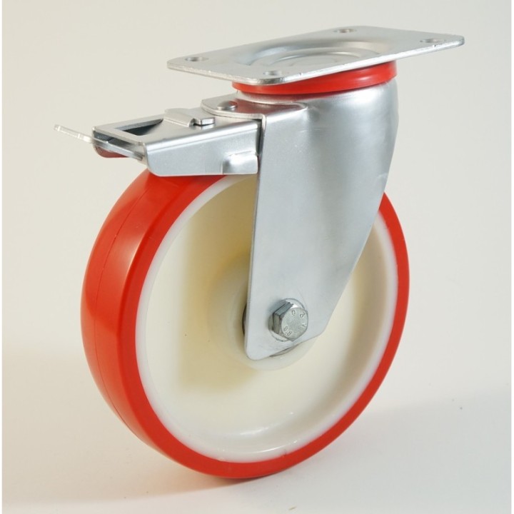 Roulette à platine bandage polyuréthane, corps polyamide CU 100 à 400 Kg