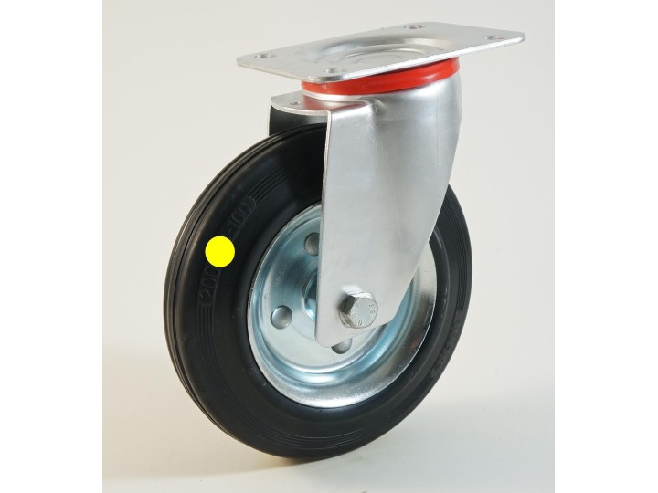 Roulette à platine, roue anti statique, bandage caoutchouc CU 50 à 400 Kg
