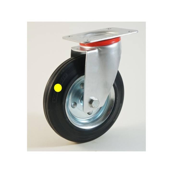 Roulette à platine, roue anti statique, bandage caoutchouc CU 50 à 400 Kg