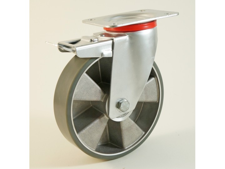 Roulette à platine, roue anti statique, bandage polyuréthane, corps aluminium CU 120 à 400 Kg