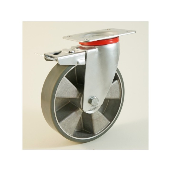 Roulette à platine, roue anti statique, bandage polyuréthane, corps aluminium CU 120 à 400 Kg