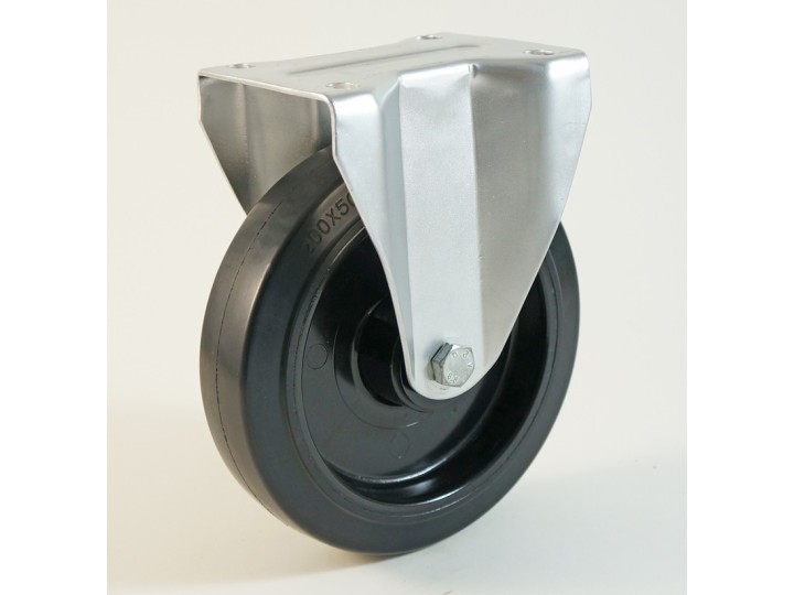 Roulette à platine haute température, roue à bandage caoutchouc noir, CU 80 Kg