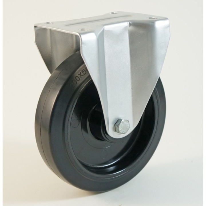 Roulette à platine haute température, roue à bandage caoutchouc noir, CU 80 Kg