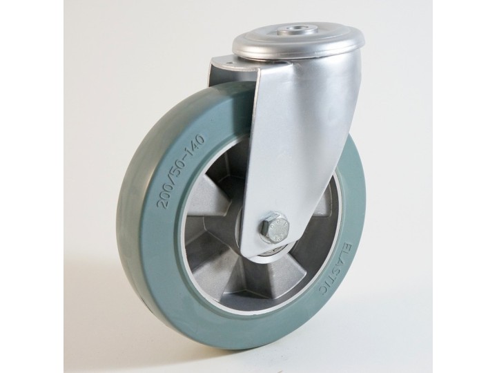Roulette à trou central, bandage caoutchouc non marquant, jante aluminium CU 120 à 300 Kg