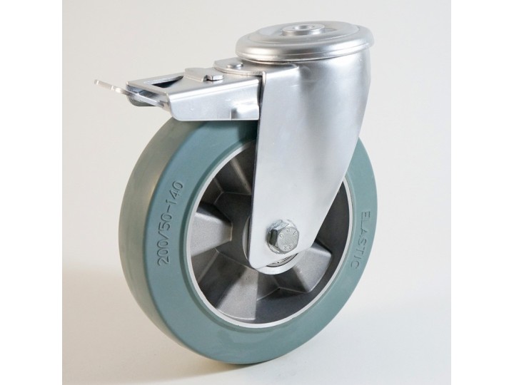 Roulette à trou central, bandage caoutchouc non marquant, jante aluminium CU 120 à 300 Kg