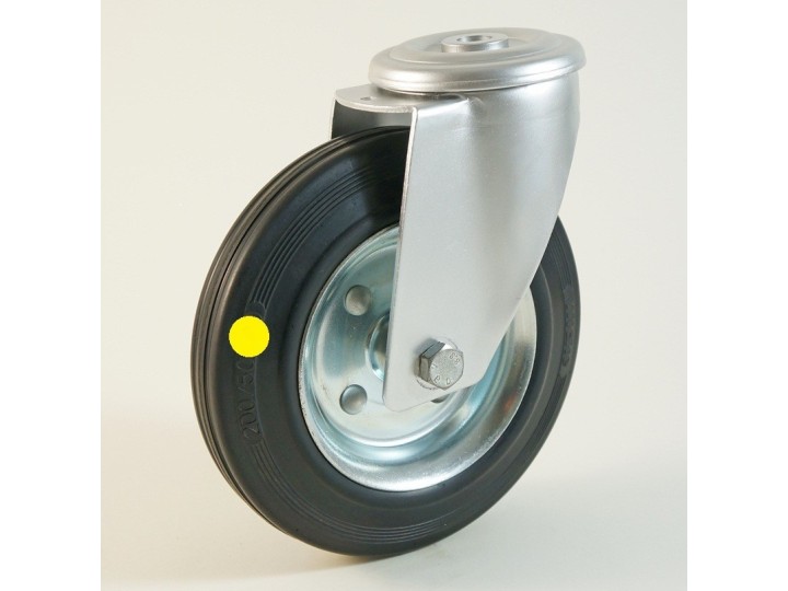 Roulette à trou central, roue anti statique bandage caoutchouc CU 50 à 205 Kg