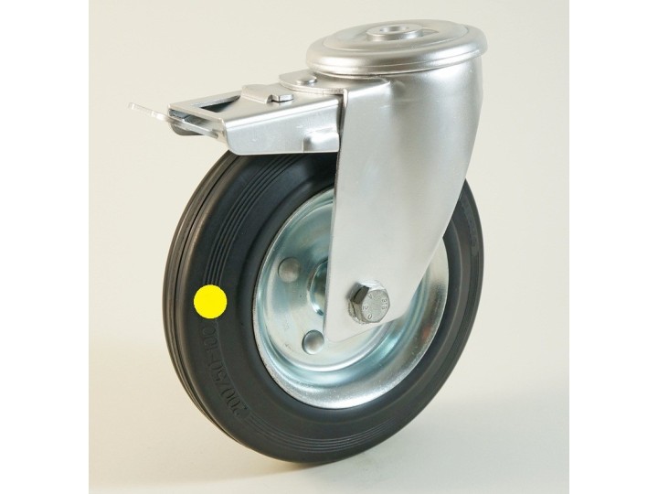 Roulette à trou central, roue anti statique bandage caoutchouc CU 50 à 205 Kg