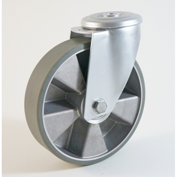 Roulette à trou central, roue anti statique bandage polyuréthane CU 120 à 300 Kg