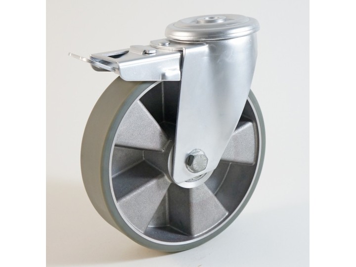 Roulette à trou central, roue anti statique bandage polyuréthane CU 120 à 300 Kg