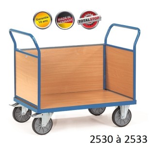 Chariots de manutention à 2 dossiers et 1 ridelle