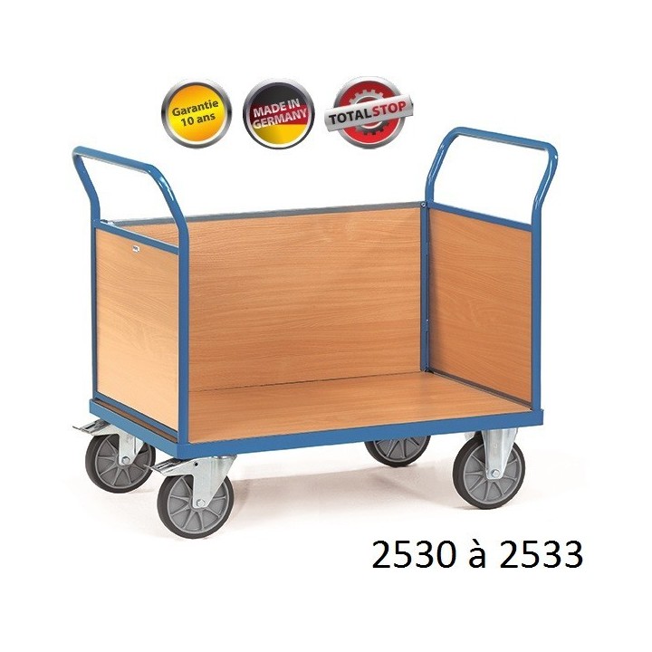 Chariots de manutention à 2 dossiers et 1 ridelle