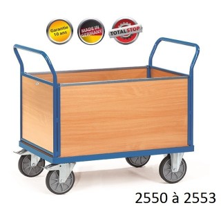 Chariots de manutention à 2 dossiers et 2 ridelles