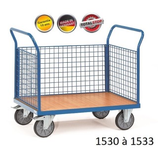 Chariots de manutention à 2 dossiers et 1 ridelle