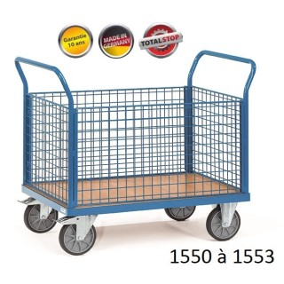 Chariots de manutention à 2 dossiers et 2 ridelles