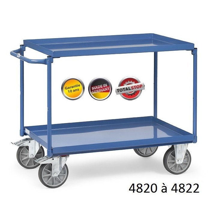 Chariots manuels à étagères tôles