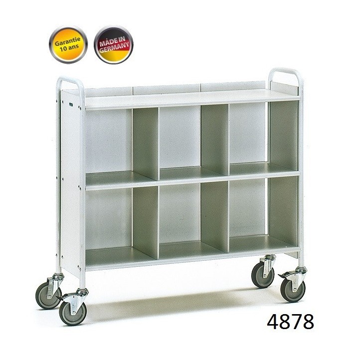 Chariots de bureau à étagères et compartiments