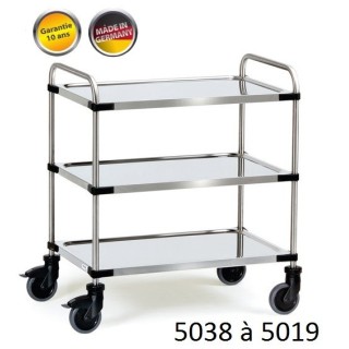 Chariots manuel inox à étagères