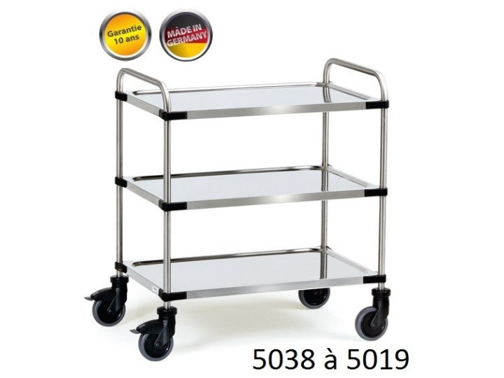 Chariots manuel inox à étagères