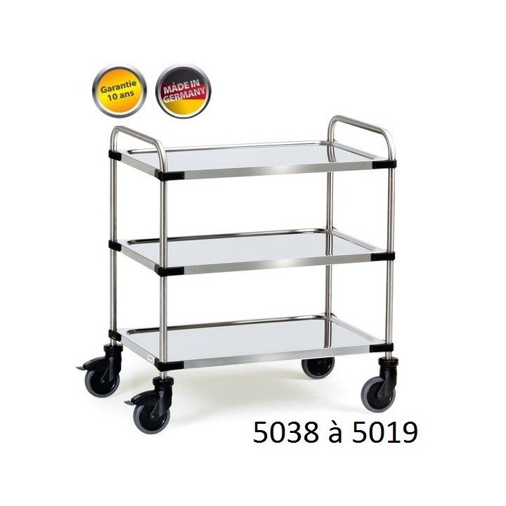 Chariots manuel inox à étagères