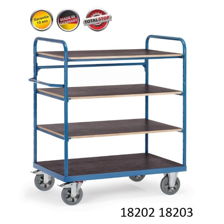 Chariots de manutention renforcé à étagères