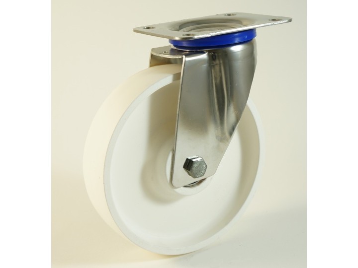 Roulette inox à platine, roue en polyamide, charges 150 à 370 Kg (série P/INOX20)