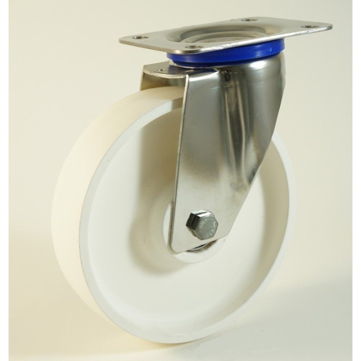 Roulette inox à platine, roue en polyamide, charges 150 à 370 Kg (série P/INOX20)