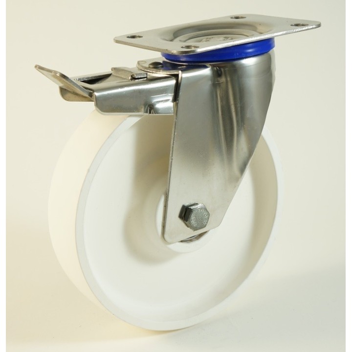 Roulette inox à platine, roue en polyamide, charges 150 à 370 Kg (série P/INOX20)