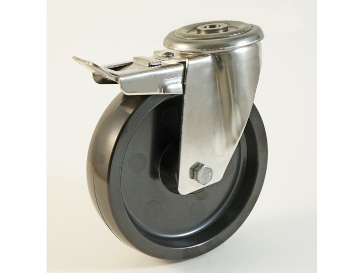 Roulette inox à trou central, roue résine phénolique -40° à + 280 °C (série FS/INOX20)