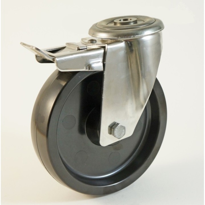 Roulette inox à trou central, roue résine phénolique -40° à + 280 °C (série FS/INOX20)