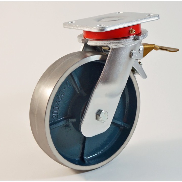 Roulette à platine, roue fonte CU 300 à 1000 Kg