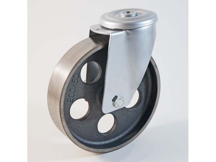 Roulette à trou central, roue en fonte - 40 à + 500 °C (série QE/22)