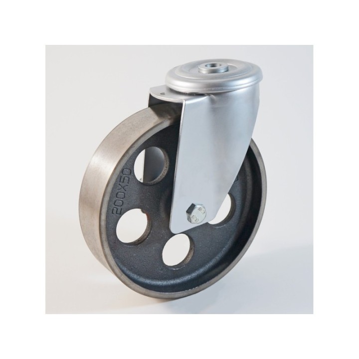 Roulette à trou central, roue en fonte - 40 à + 500 °C (série QE/22)