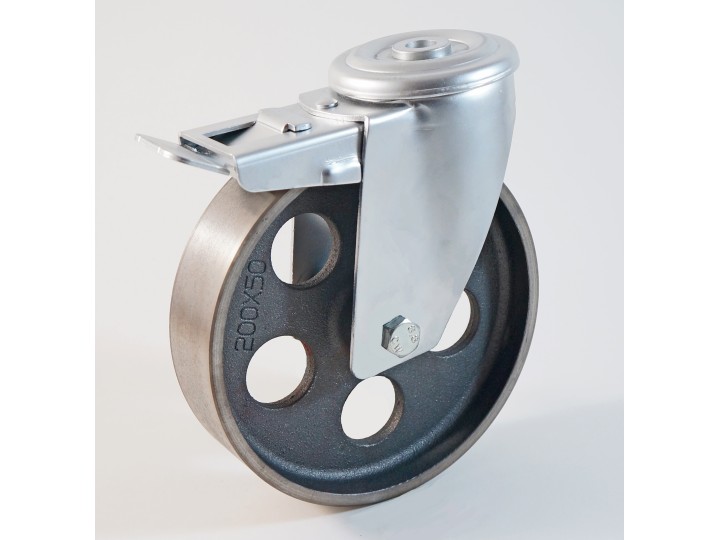 Roulette à trou central, roue en fonte - 40 à + 500 °C (série QE/22)