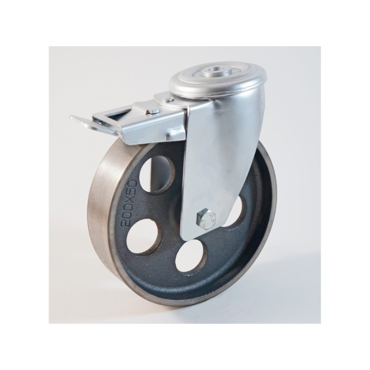 Roulette à trou central, roue en fonte - 40 à + 500 °C (série QE/22)