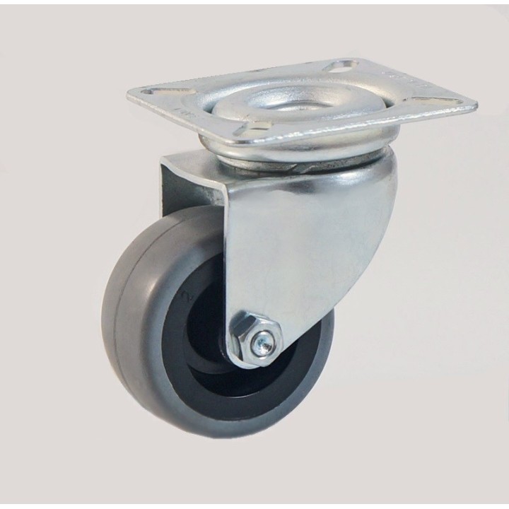 Roulette à platine bandage caoutchouc non marquant CU 40 à 55 Kg