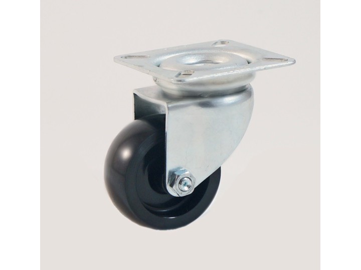 Roulette à platine, roue nylon noir CU 50 à 60 Kg