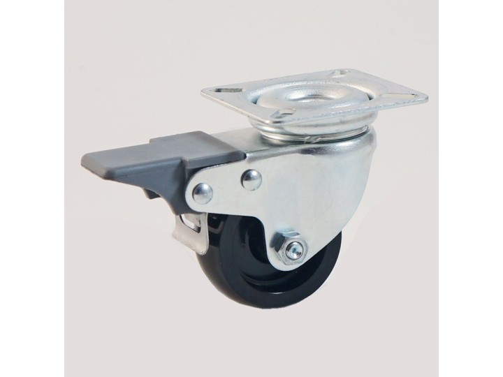 Roulette à platine, roue nylon noir CU 50 à 60 Kg