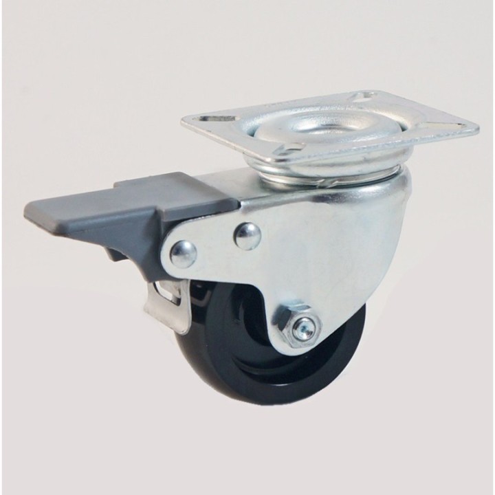 Roulette à platine, roue nylon noir CU 50 à 60 Kg