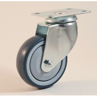 Roulette à platine, roue bandage TPE non marquant, charges 70 à 100 Kg (série TPE/22)