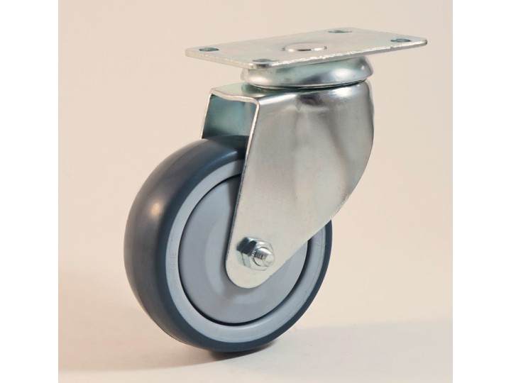 Roulette à platine, roue bandage TPE non marquant, charges 70 à 100 Kg (série TPE/22)