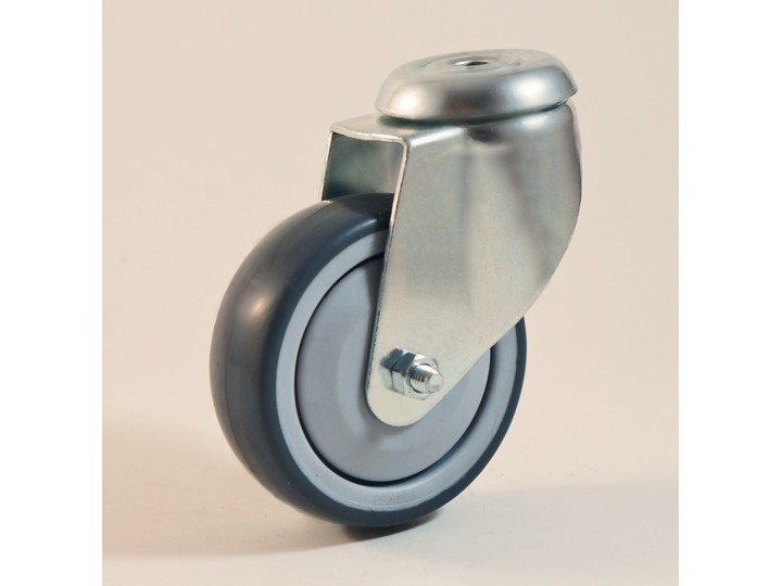 Roulette à trou central, roue bandage TPE non marquant, charges 70 à 100 Kg (série TPE/22)