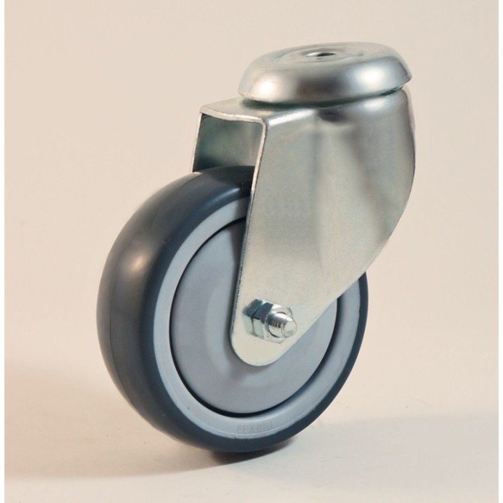 Roulette à trou central, roue bandage TPE non marquant, charges 70 à 100 Kg (série TPE/22)