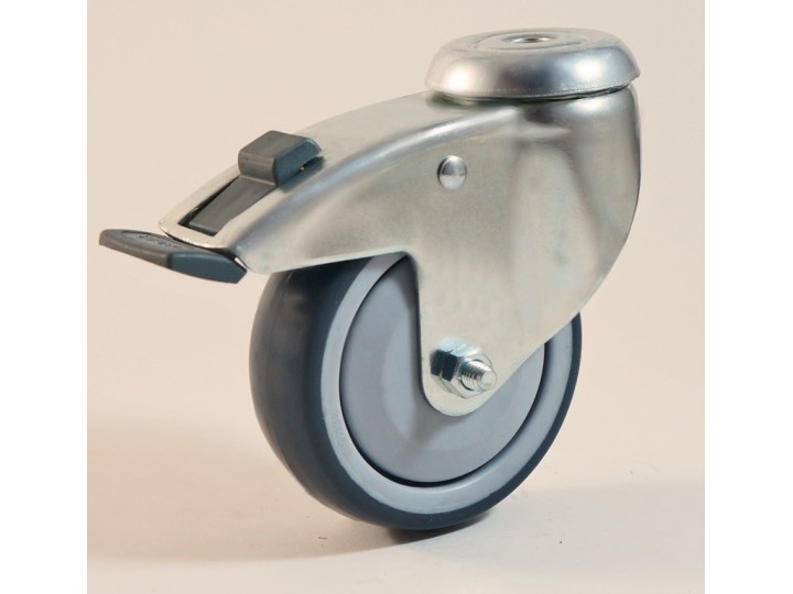 Roulette à trou central, roue bandage TPE non marquant, charges 70 à 100 Kg (série TPE/22)